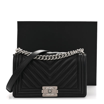 Chanel Lambskin Chevron Quilted Medium Boy Flap Black 11 of 11