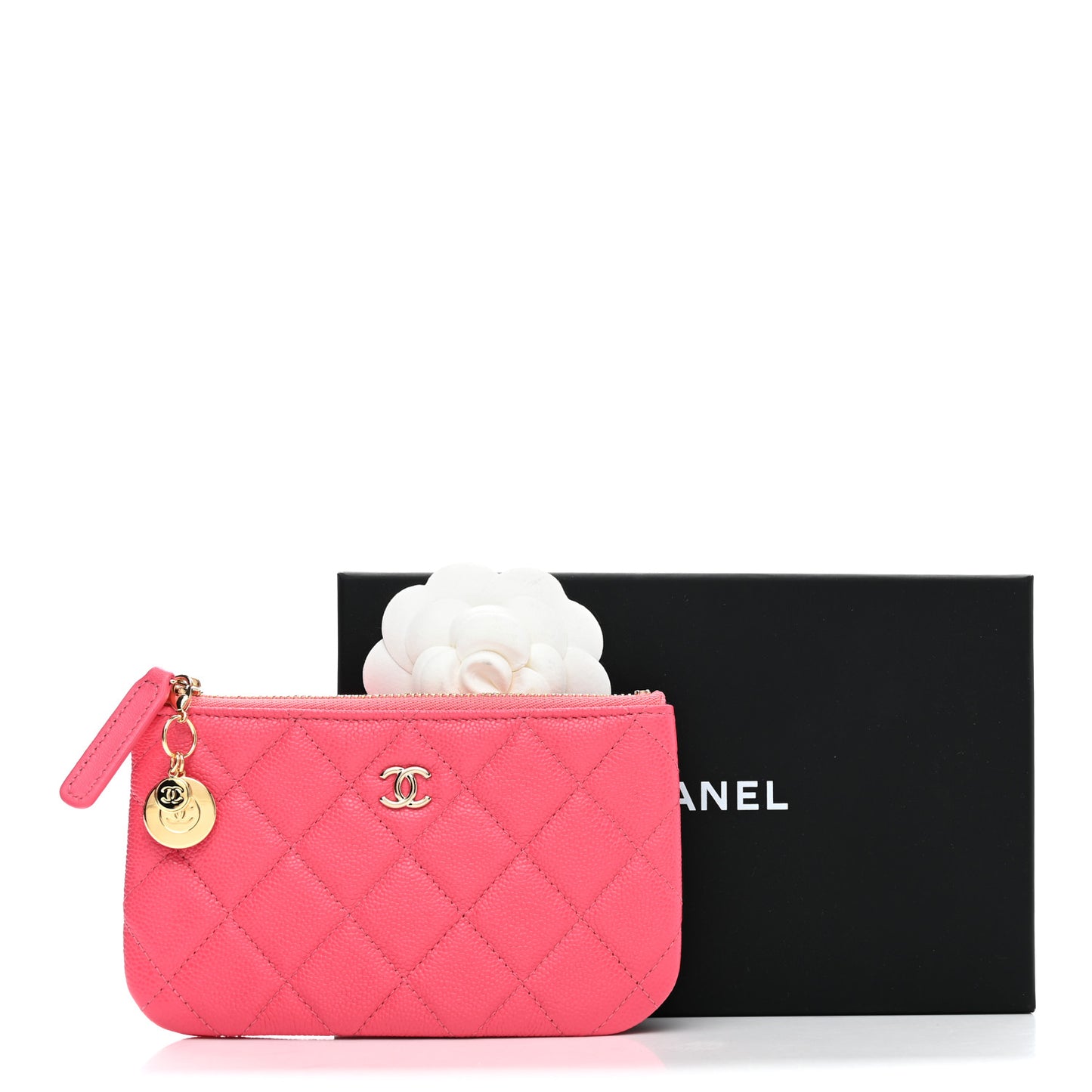 Caviar Quilted Small Cosmetic Case Pink