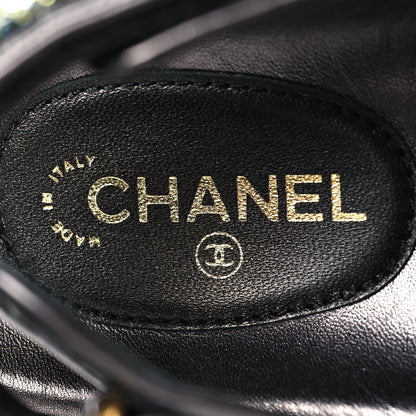 Chanel Grained Calfskin Crystal Velcro Dad Sandals 36.5 Black Multicolor 9 of 11