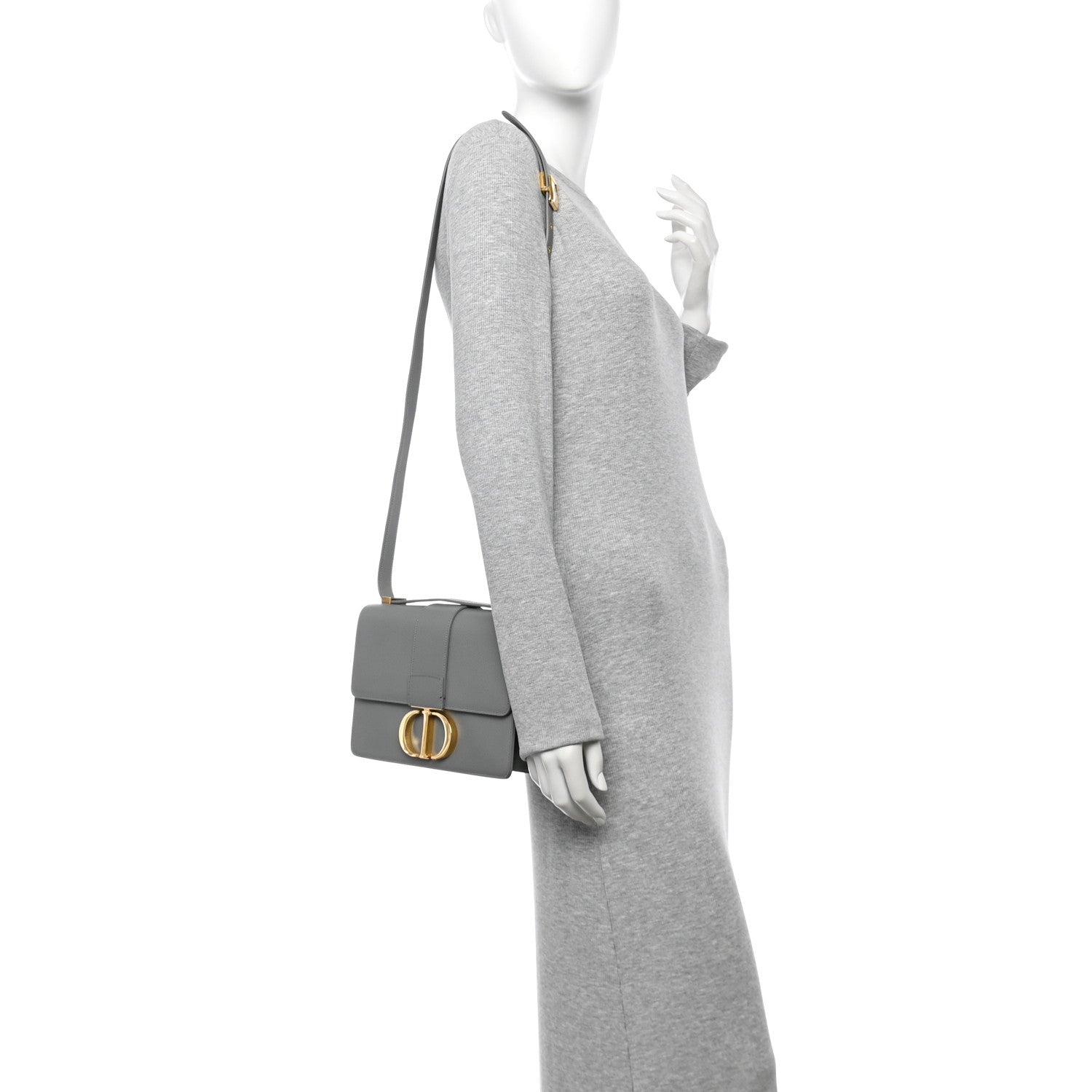 Christian Dior Grained Calfskin 30 Montaigne Flap Bag Grey 2 of 12