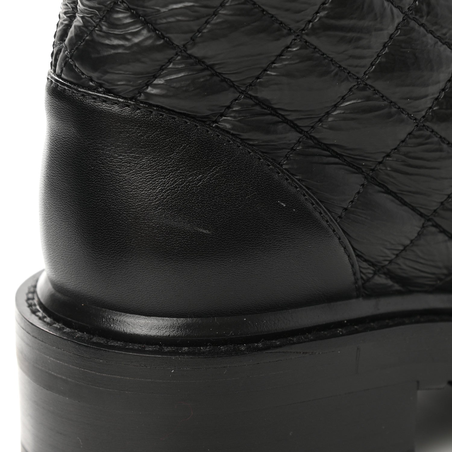 Chanel Shiny Lambskin Quilted Lace Up Combat Boots 38.5 Black 7 of 10