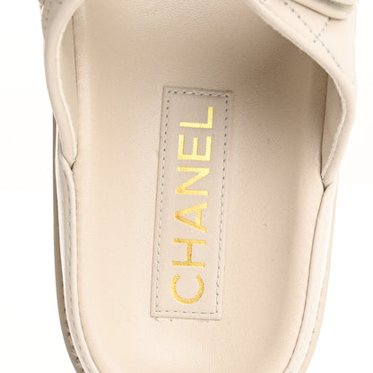 Chanel Shiny Calfskin Crystal Quilted Velcro Dad CC Slide Sandals 36.5 Light Beige 7 of 15