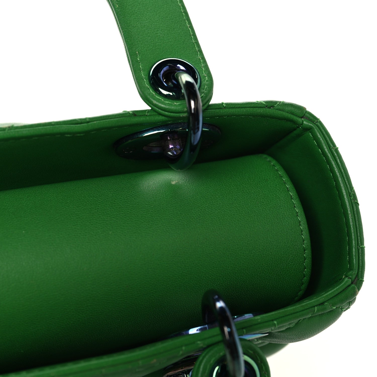 Christian Dior Lambskin Cannage Small Lady Dior Bright Green