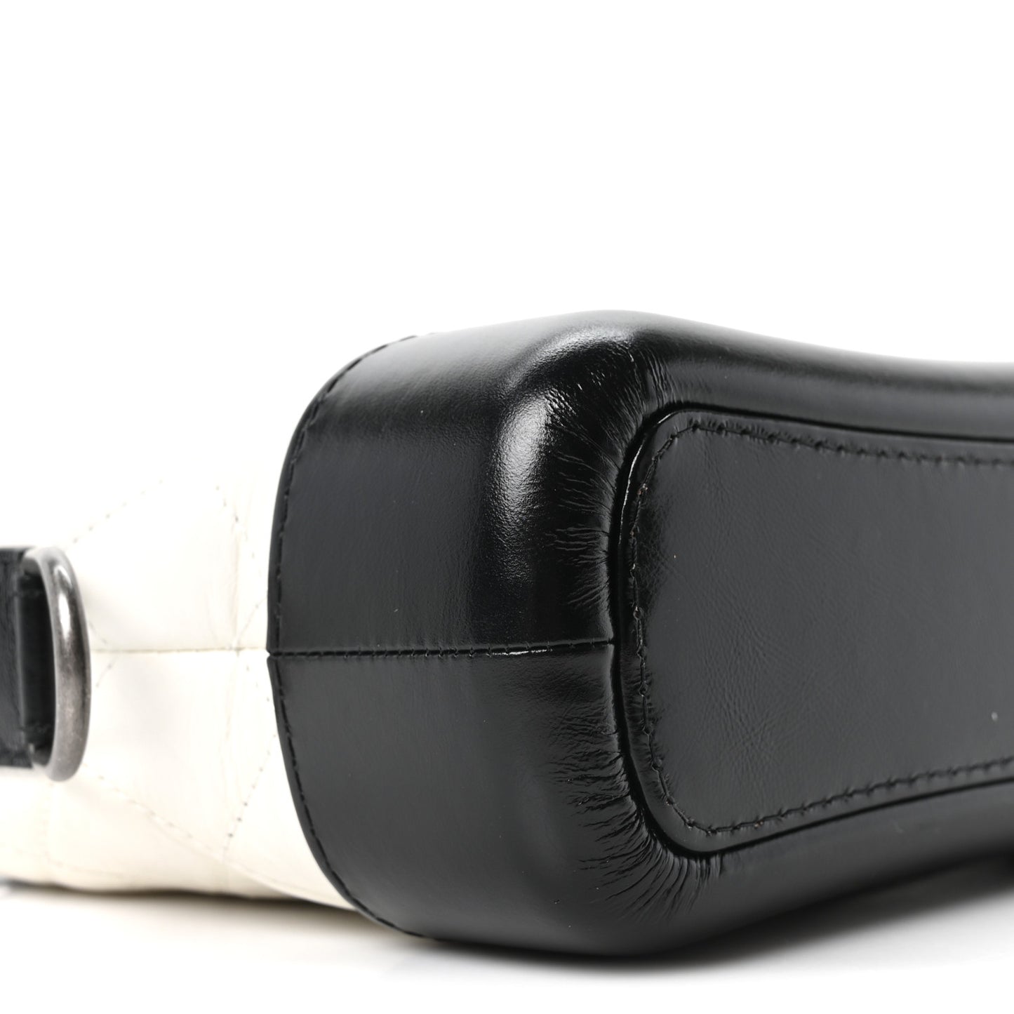 Aged Calfskin Quilted Small Gabrielle Hobo Black White