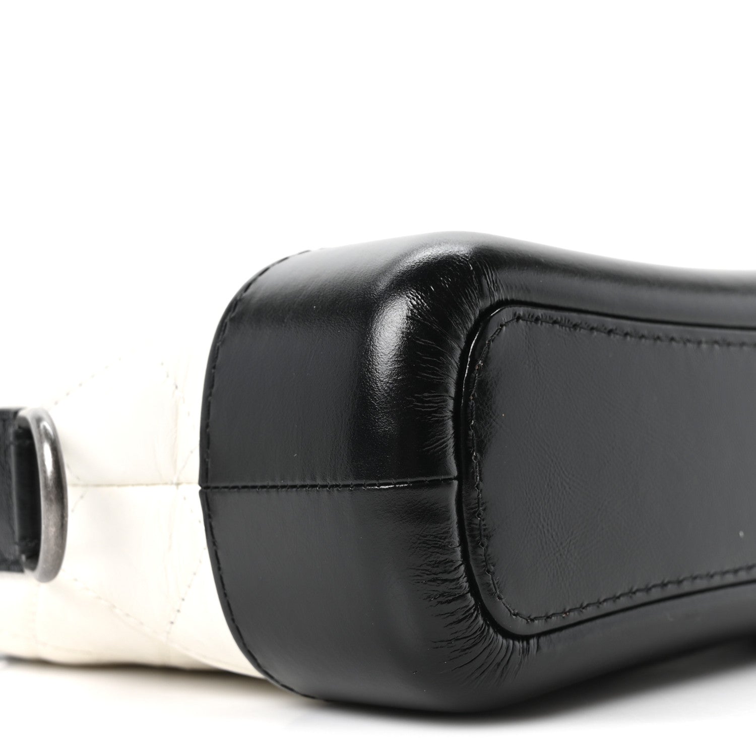 Chanel Aged Calfskin Quilted Small Gabrielle Hobo Black White 9 of 10
