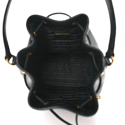 Prada Light Calfskin Saffiano Mini Bucket Crossbody Bag Black 5 of 8