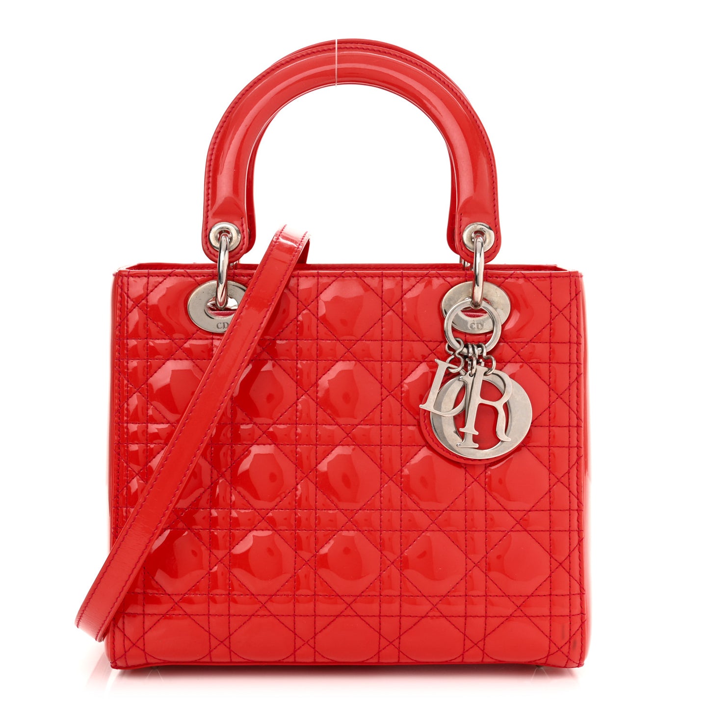 Patent Cannage Medium Lady Dior Fuchsia