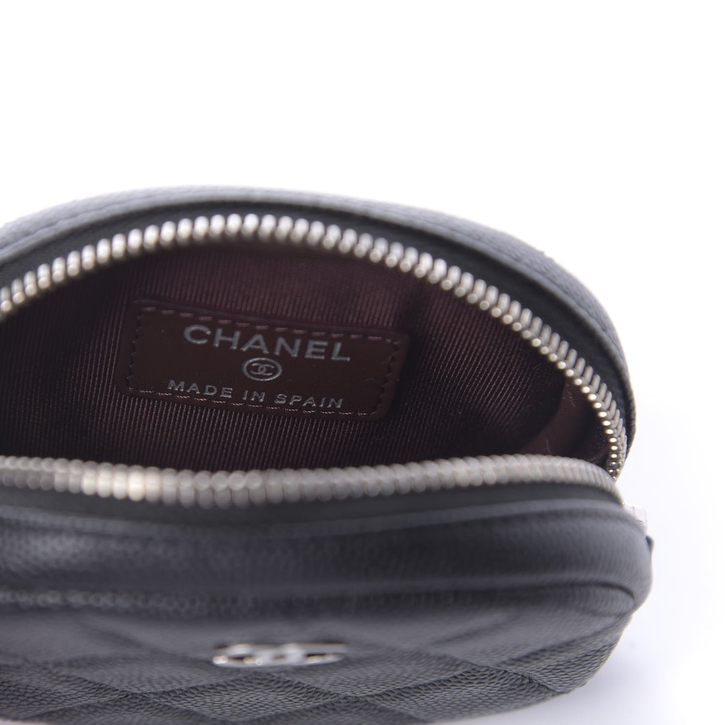 Caviar Quilted Zip Around Classic Coin Purse Black