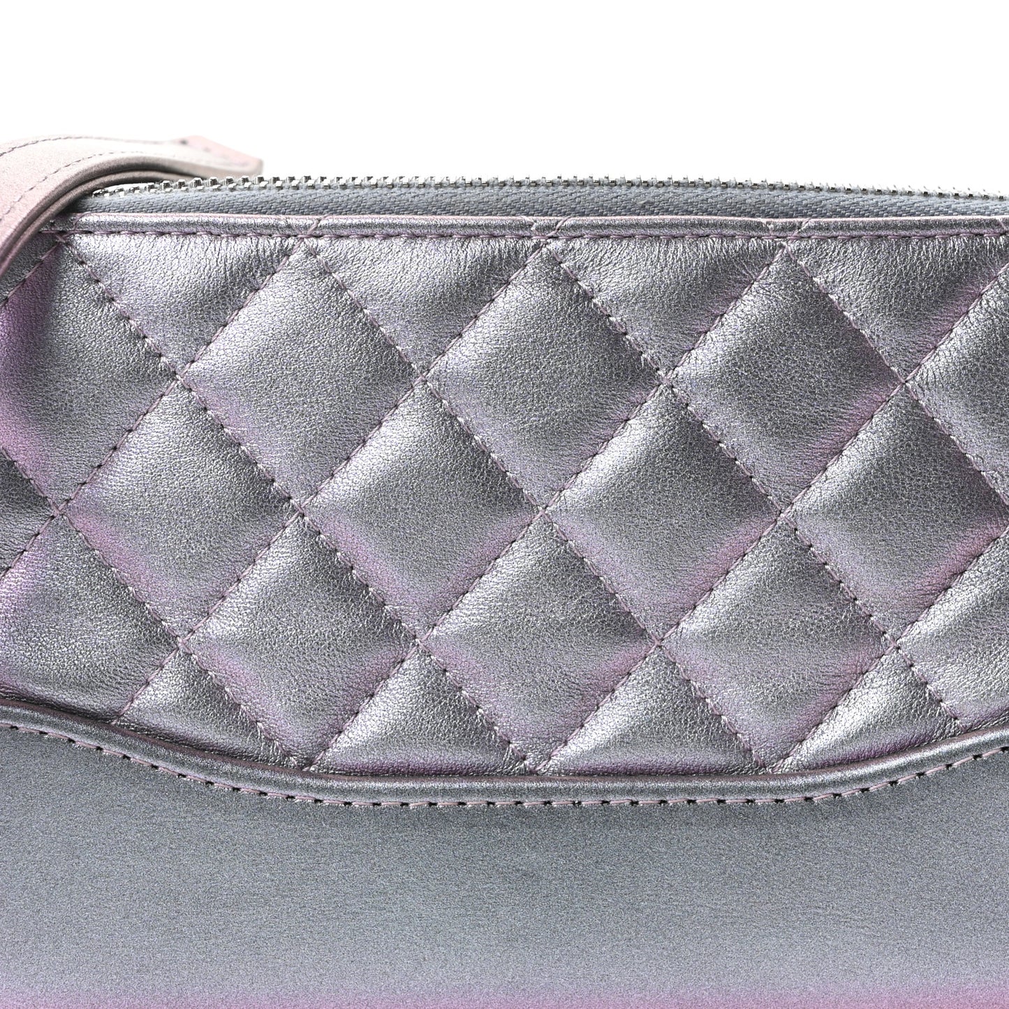 Iridescent Lambskin Calfskin Quilted Small Gabrielle Clutch With Chain Light Purple