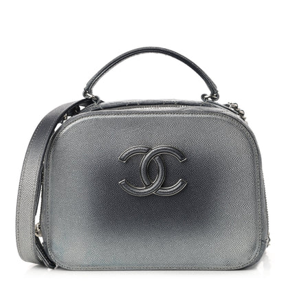 Chanel Metallic Caviar Small Coco Curve Vanity Bag Black Ruthenium Navy Blue Silver 1 of 11
