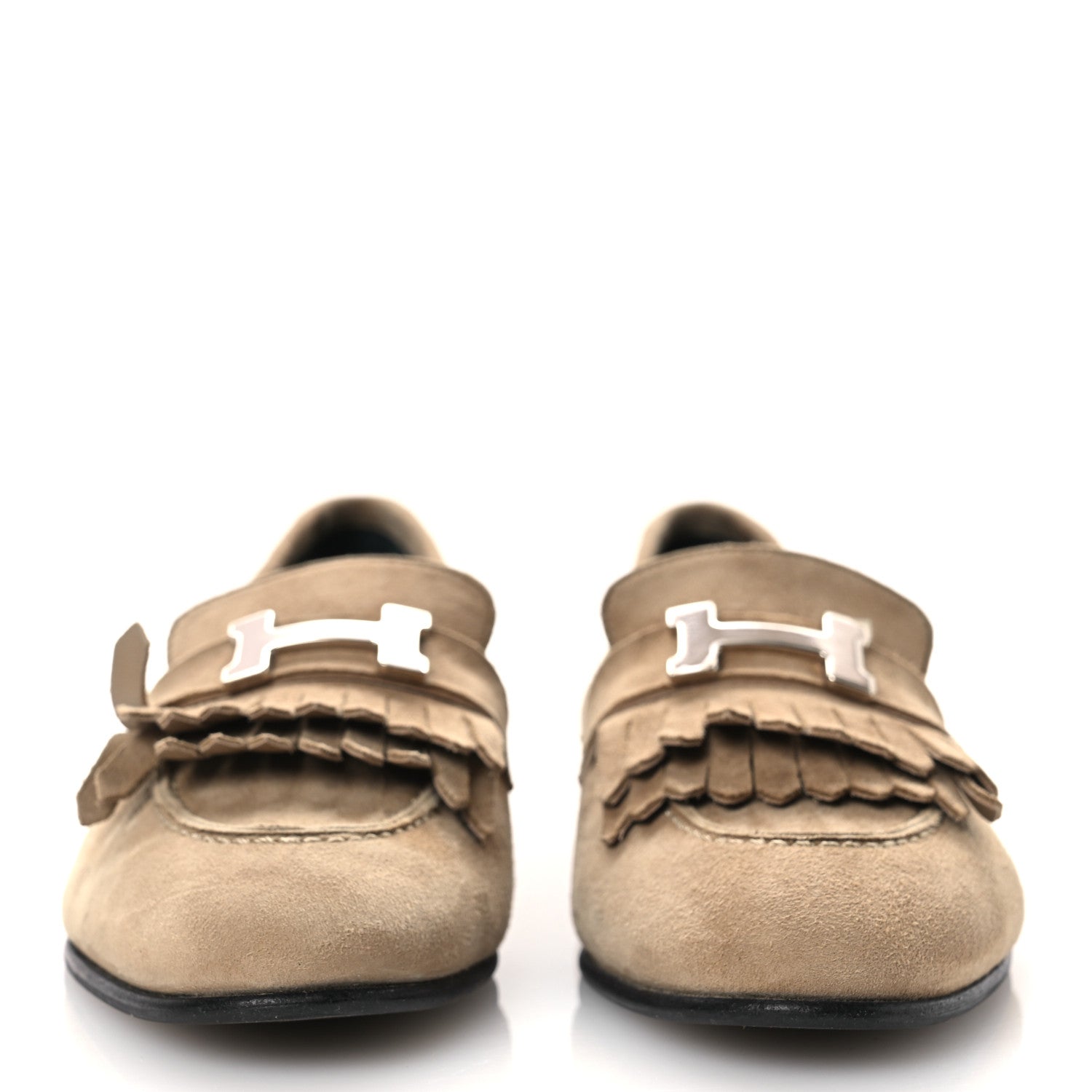 Hermes Suede Goatskin Womens Royal Loafers 37.5 Beige Sable 3 of 14
