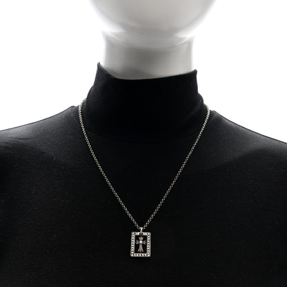 Chrome Hearts Sterling Silver Diamond Open Baby Fat Framed Cross Pendant Roll Chain Necklace 2 of 5