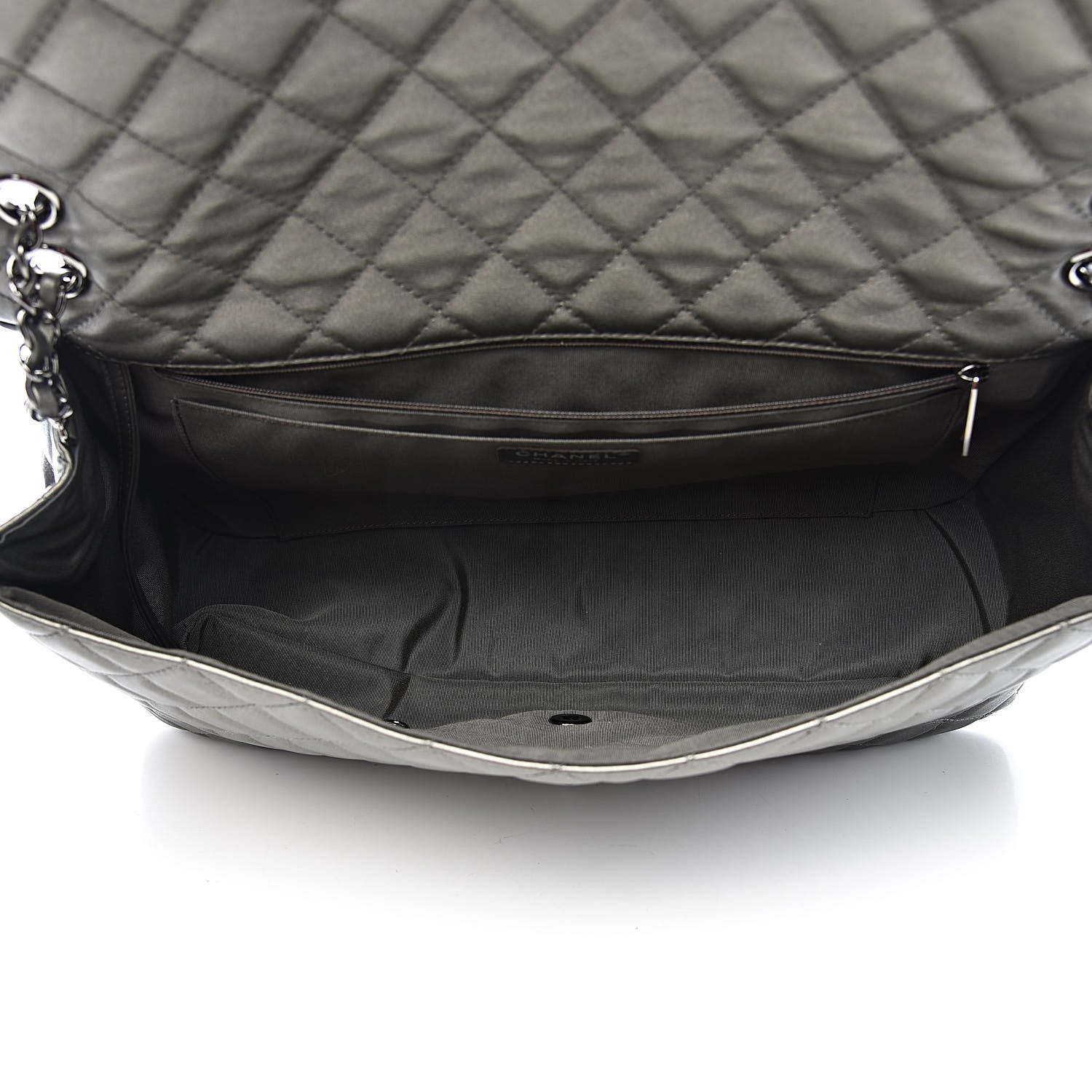 Chanel Metallic Calfskin Quilted Small XXL Travel Flap Bag Dark Silver 5 of 10
