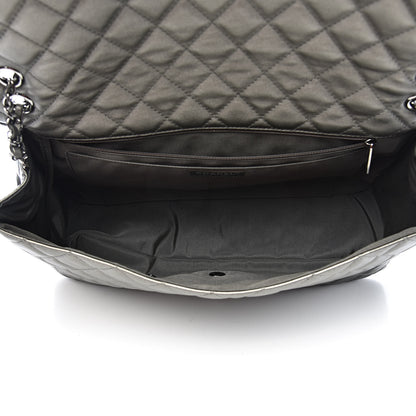 Chanel Metallic Calfskin Quilted Small XXL Travel Flap Bag Dark Silver 5 of 10