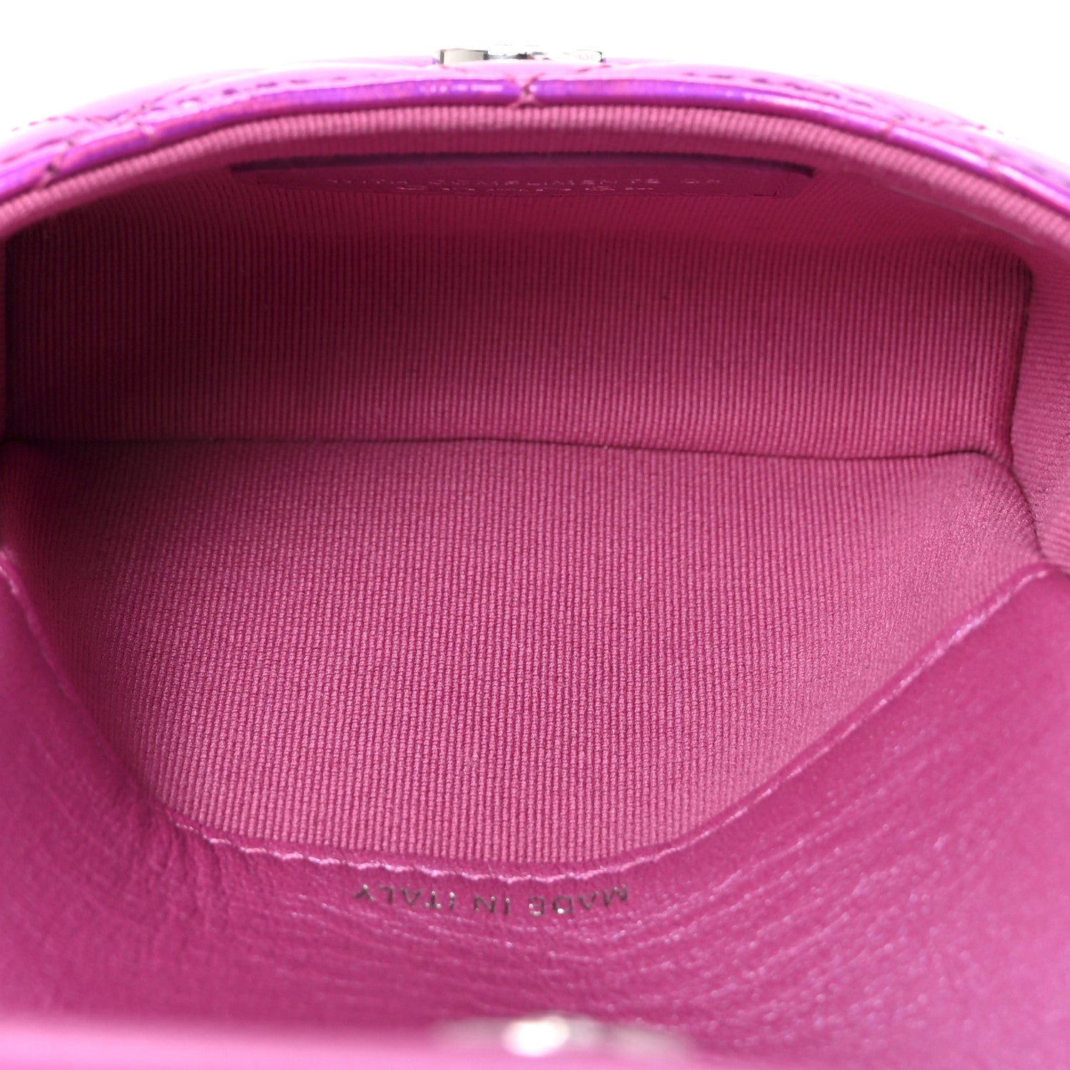 Chanel Iridescent Mirror Goatskin Hook Card Holder Fuchsia 1785730