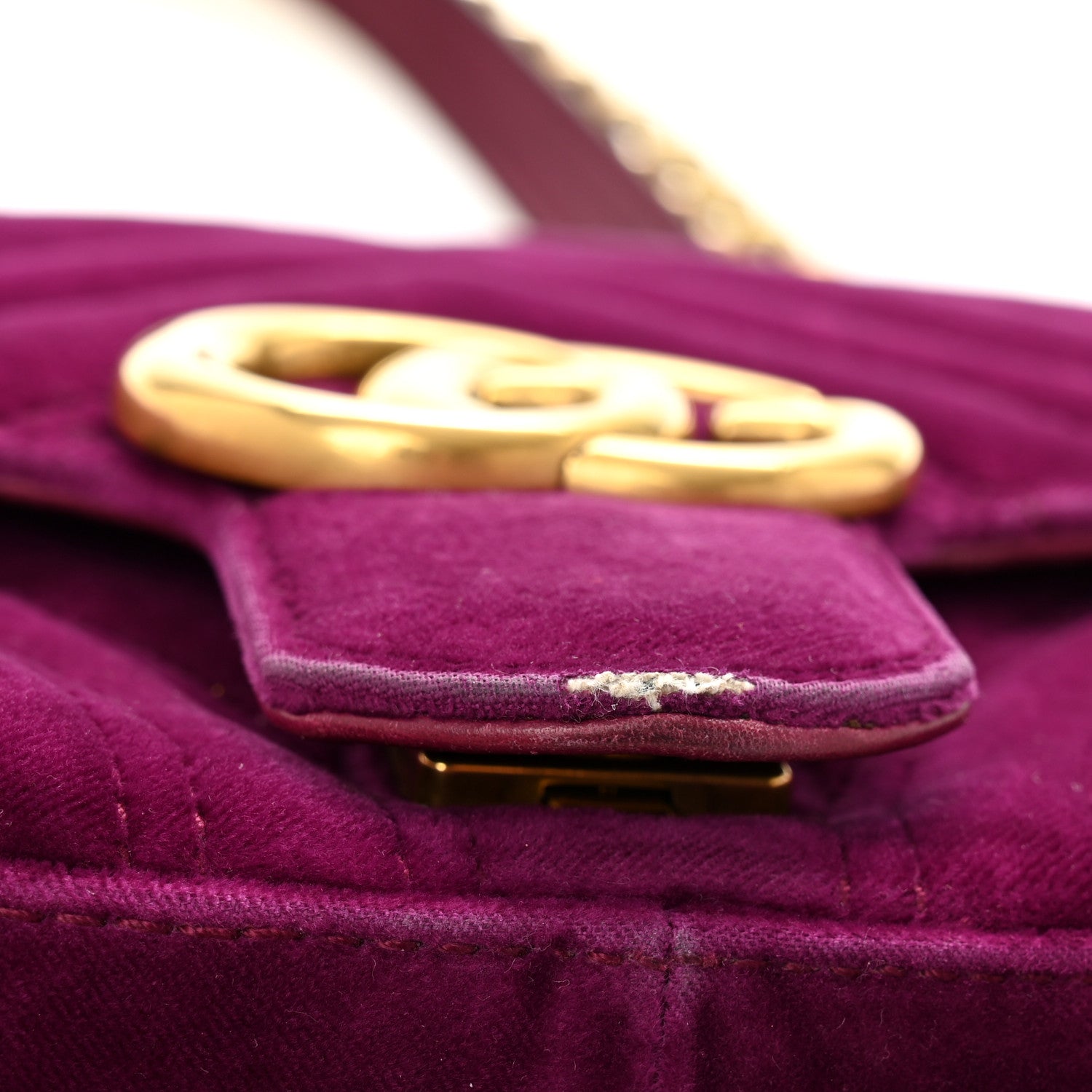 Gucci Velvet Matelasse Small GG Marmont Shoulder Bag Fuchsia Violet Cyclamen 12 of 13