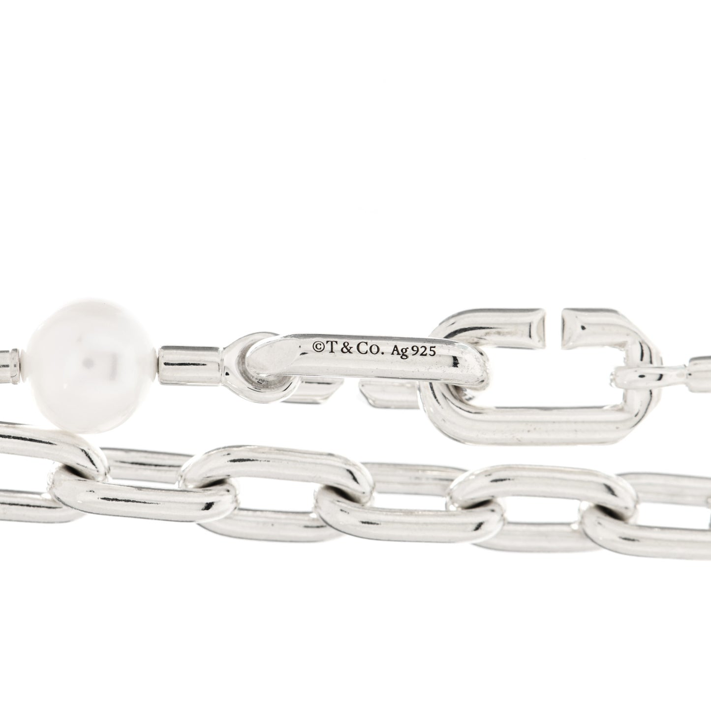 Sterling Silver Pearl HardWear Lock Necklace