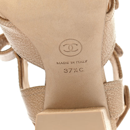Chanel Goatskin CC Turnlock Sandals 37.5 Beige 6 of 9