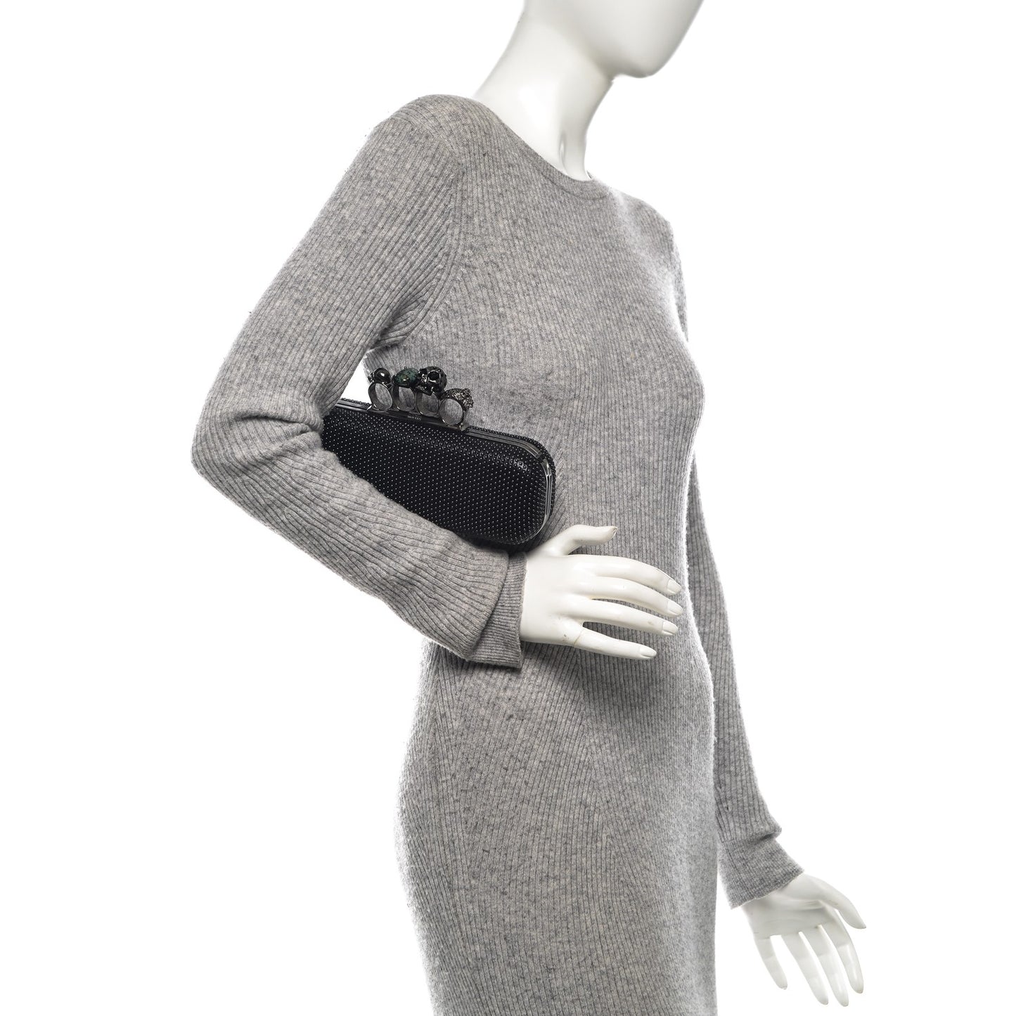 Studded Knucklebox Clutch Black