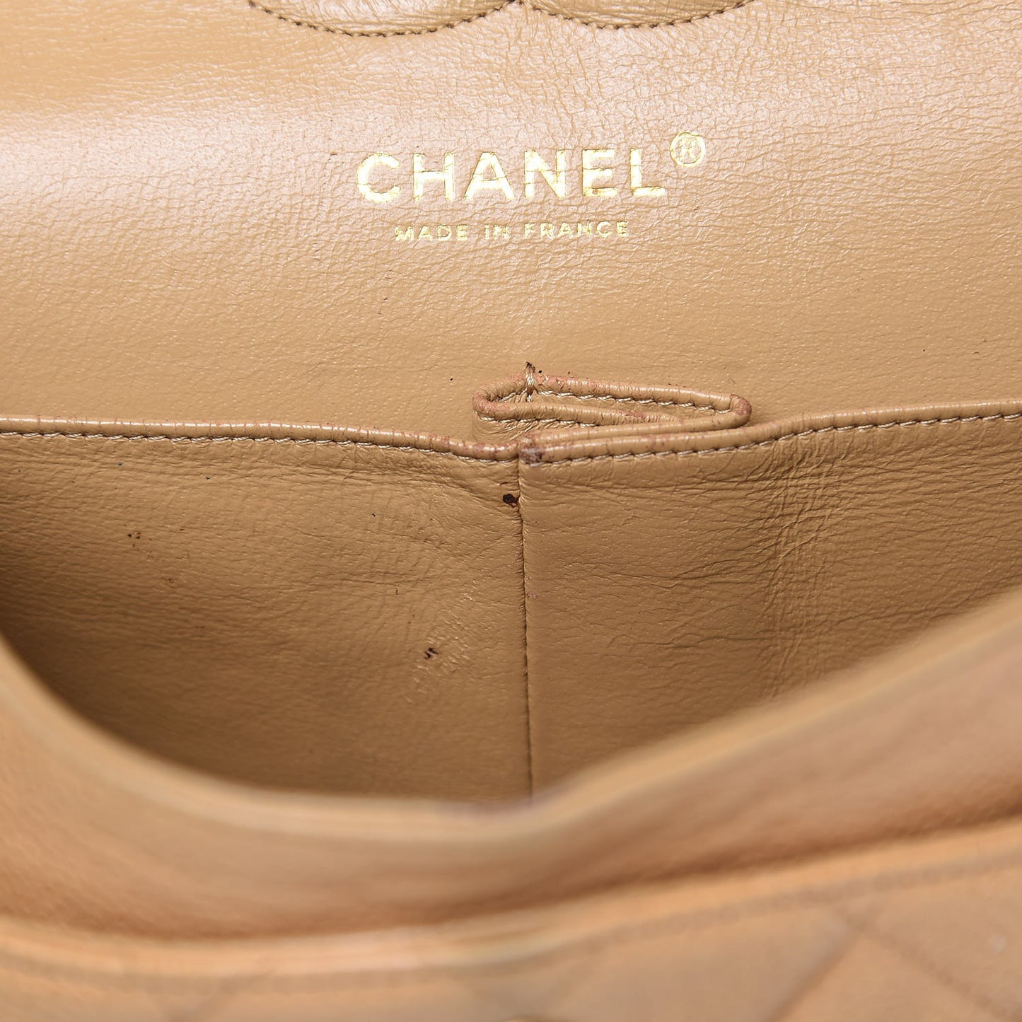 Caviar Quilted Medium Double Flap Beige