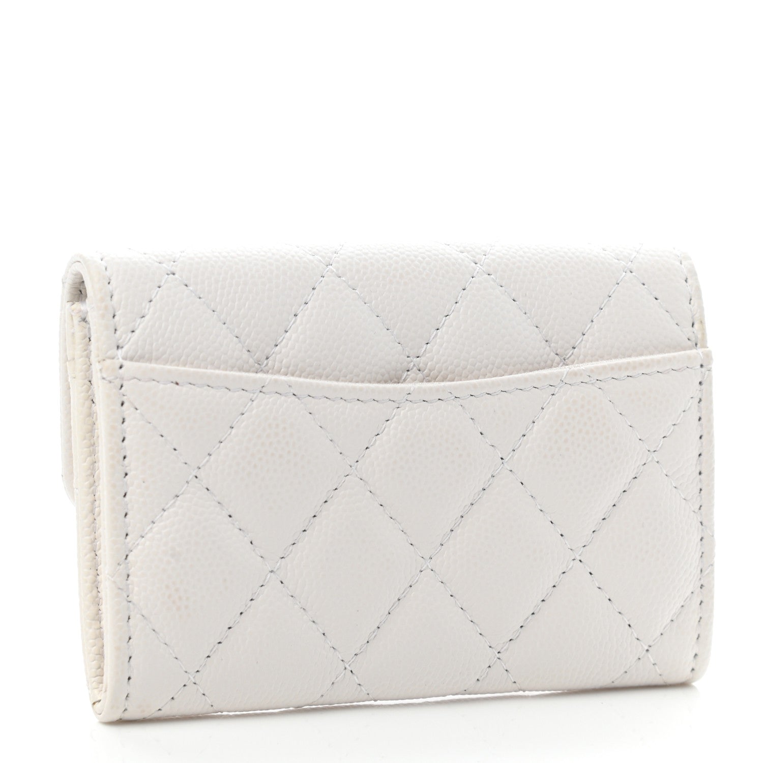 Chanel Caviar Quilted Flap Card Holder Wallet White 3 of 9