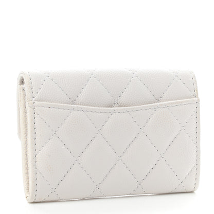 Chanel Caviar Quilted Flap Card Holder Wallet White 3 of 9