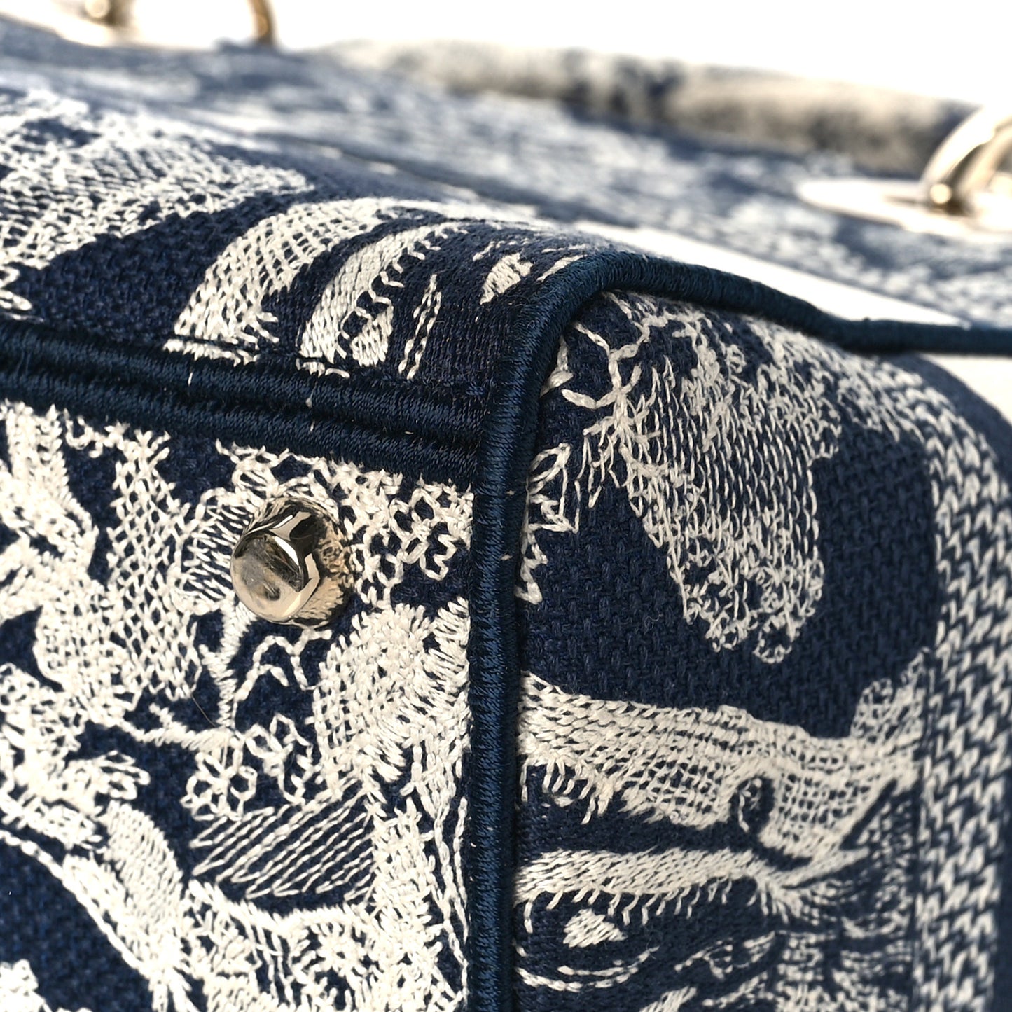 Toile de Jouy Embroidered Medium Lady D-Lite Blue