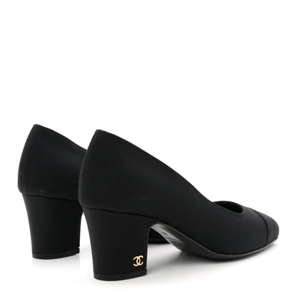 Chanel Grosgrain Cap Toe Uniform Pumps 35 Black 5 of 9