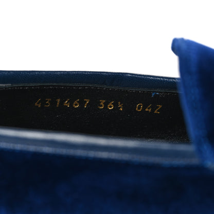 Gucci Velvet Horsebit Womens Jordaan Loafers 36.5 Blue Cobalt 8 of 8