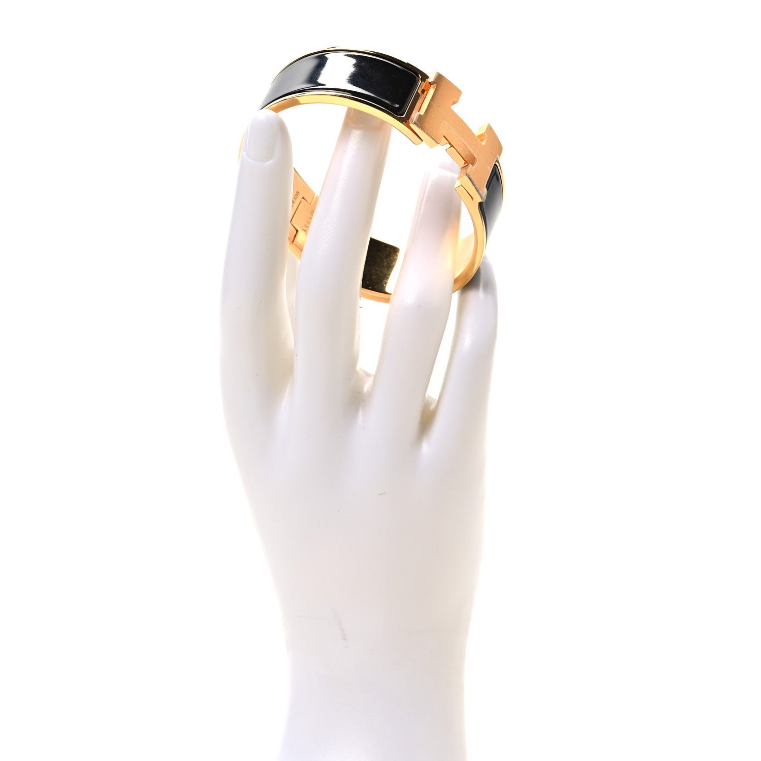 Hermes Enamel Wide Clic Clac H Bracelet GM Black 2 of 4