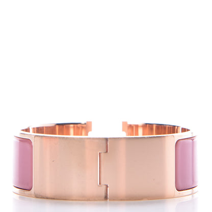 Hermes Enamel Wide Clic Clac H Bracelet PM Rose Velours 3 of 7