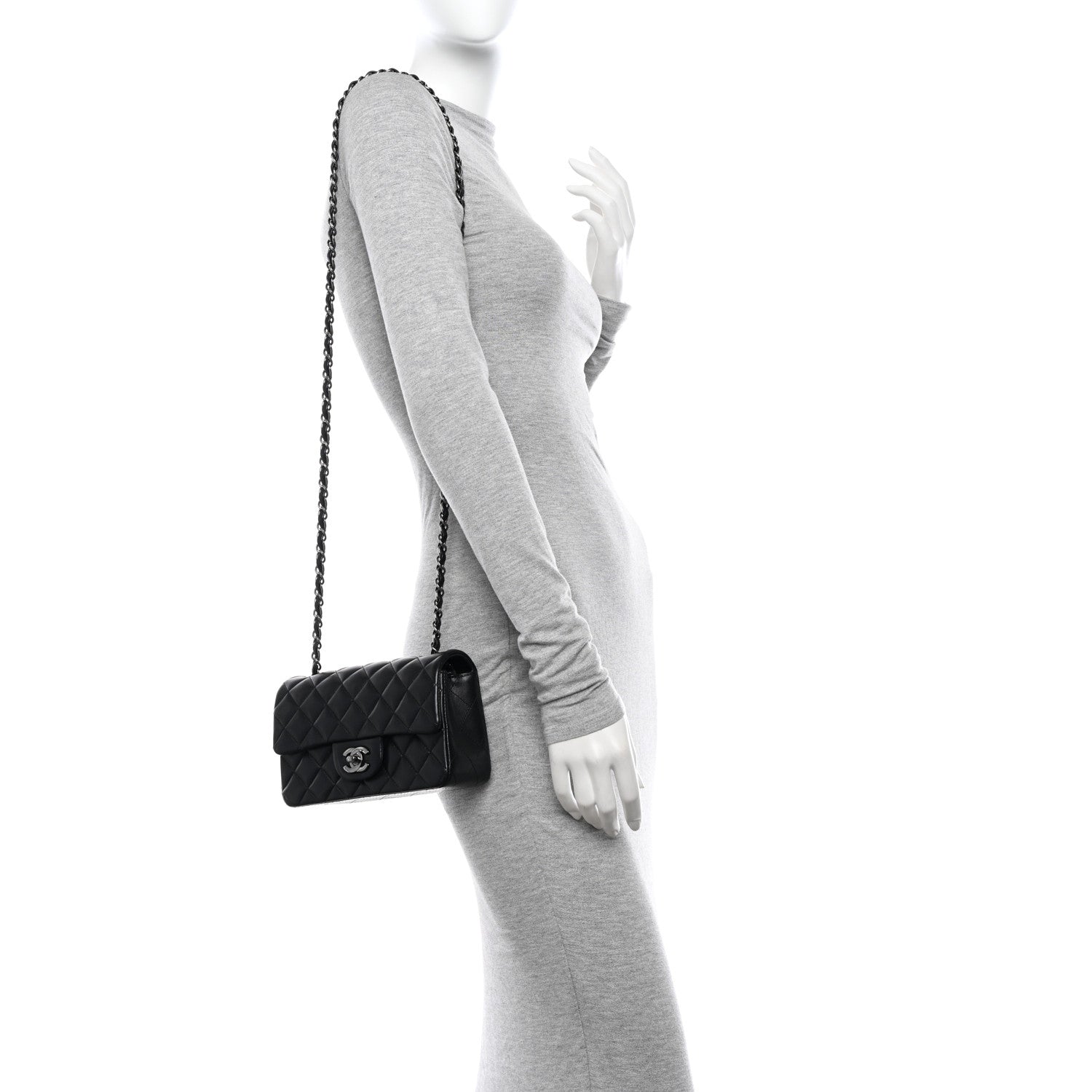 Chanel Lambskin Quilted Mini Rectangular Flap Black 2 of 10