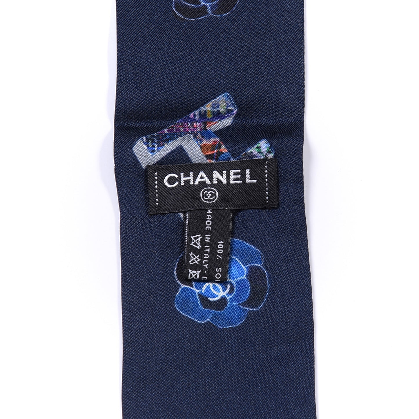 Silk Twill Slim Bandeau Scarf Blue