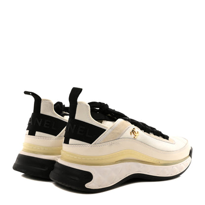 Chanel Velvet Calfskin Mixed Fibers CC Sneakers 40 Ivory Black 5 of 10