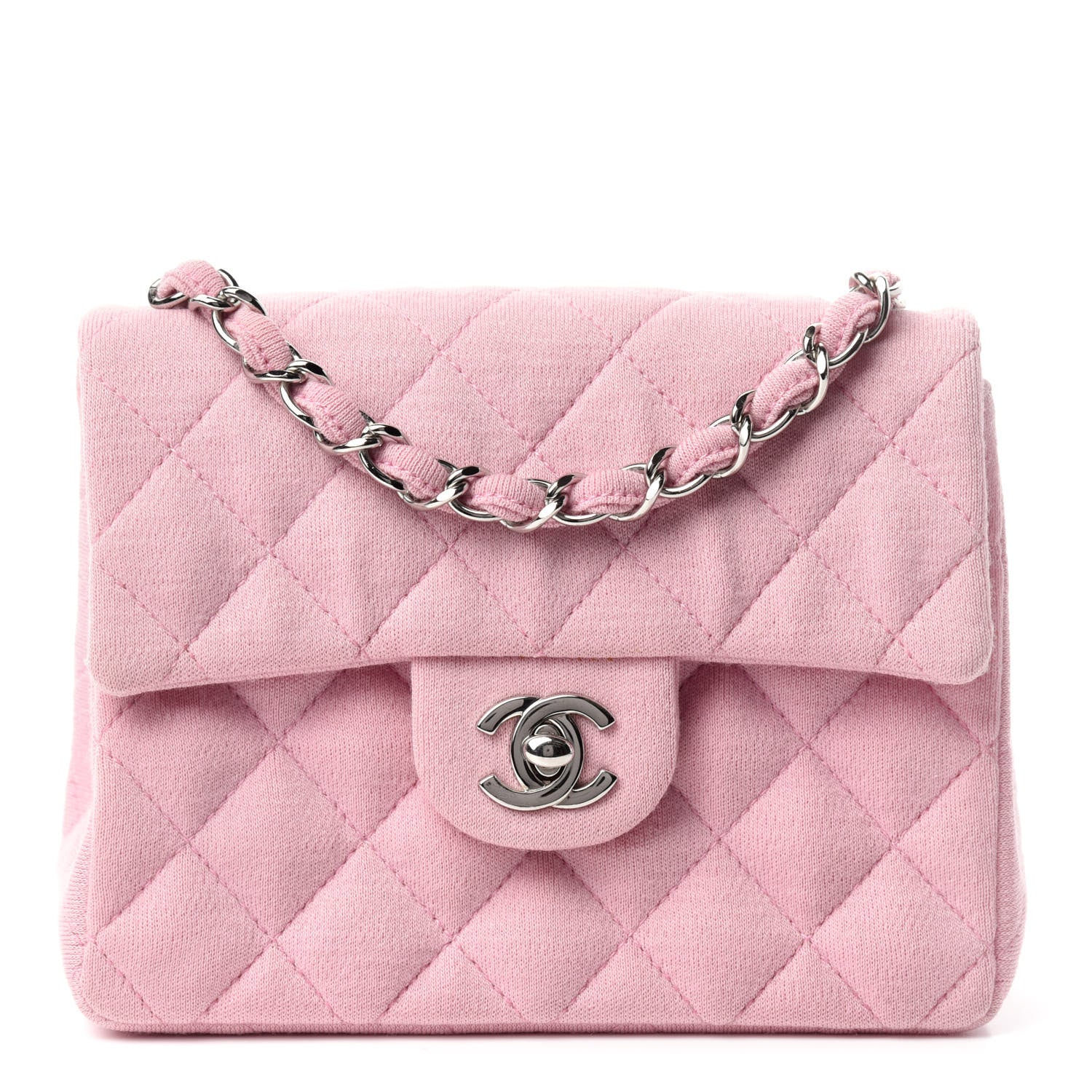 Chanel Jersey Quilted Mini Square Flap Pink 1 of 11
