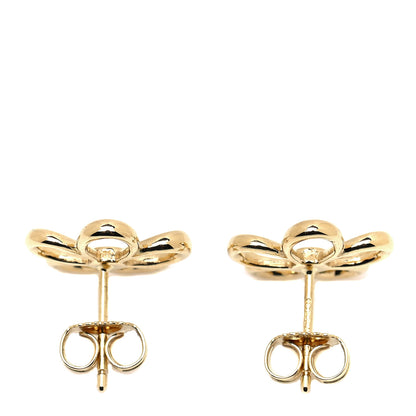 Tiffany 18K Yellow Gold Diamond Small Open Flower Earrings 3 of 4