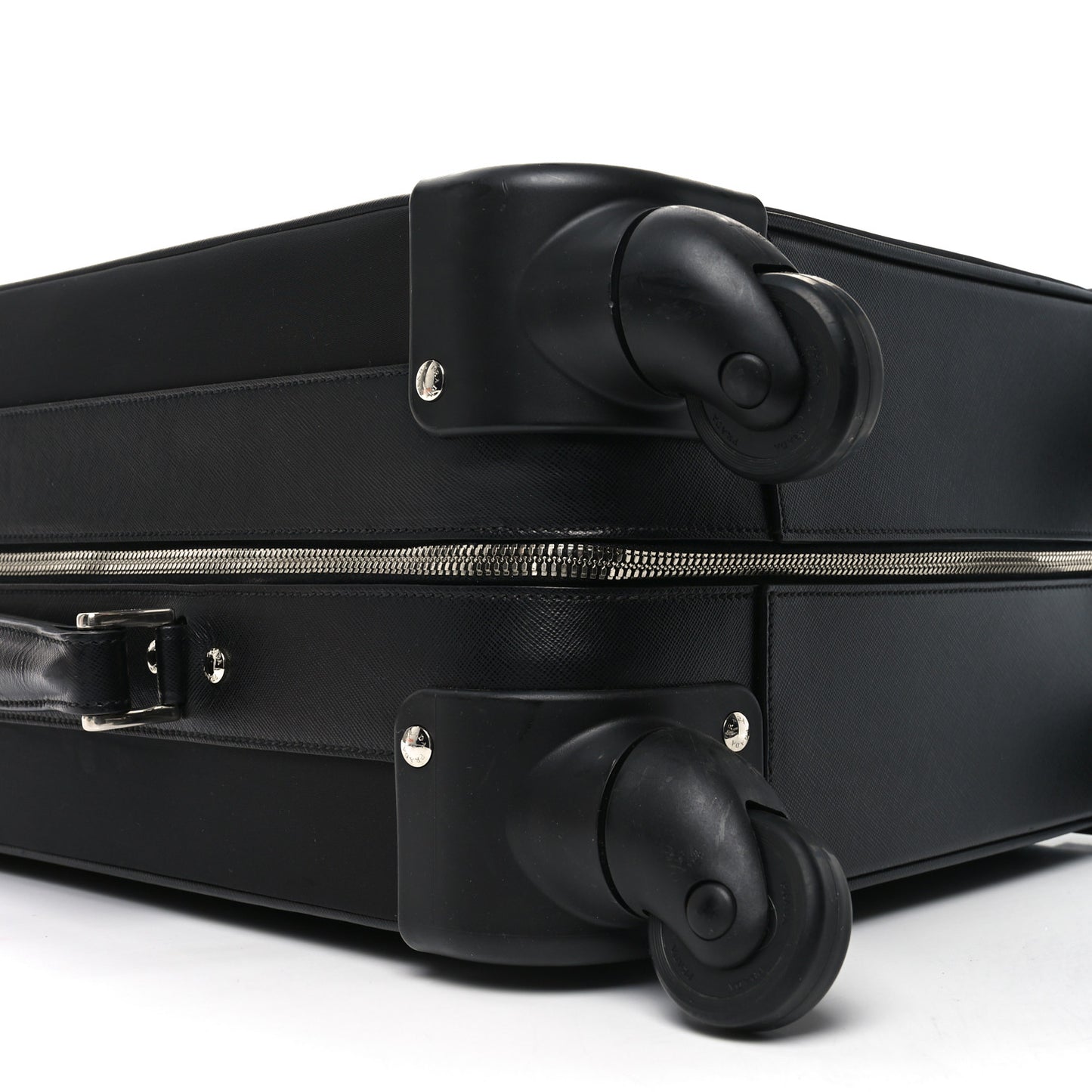 Tessuto Nylon Saffiano Trolley Luggage Black