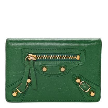 Balenciaga Agneau Arena Classic Gold Hardware Mini Wallet Vert Trefle 1 of 18