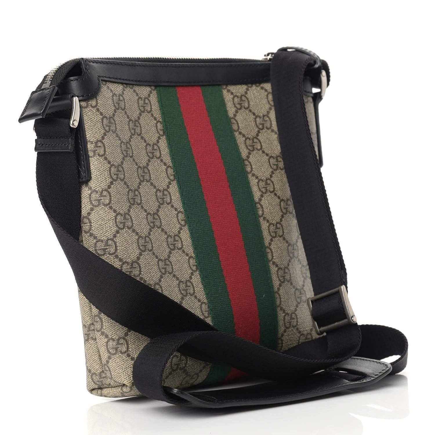 Gucci GG Supreme Monogram Web Messenger Bag Black 3 of 16