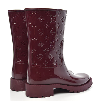 Louis Vuitton Rubber Embossed Monogram Drops Flat Half Boots 39 Burgundy 4 of 9