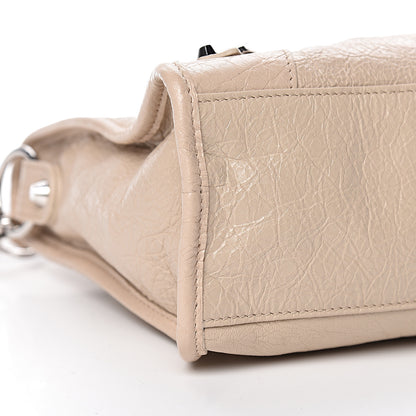 Balenciaga Agneau Classic Silver Hardware S City Logo Strap Light Beige Black 8 of 10
