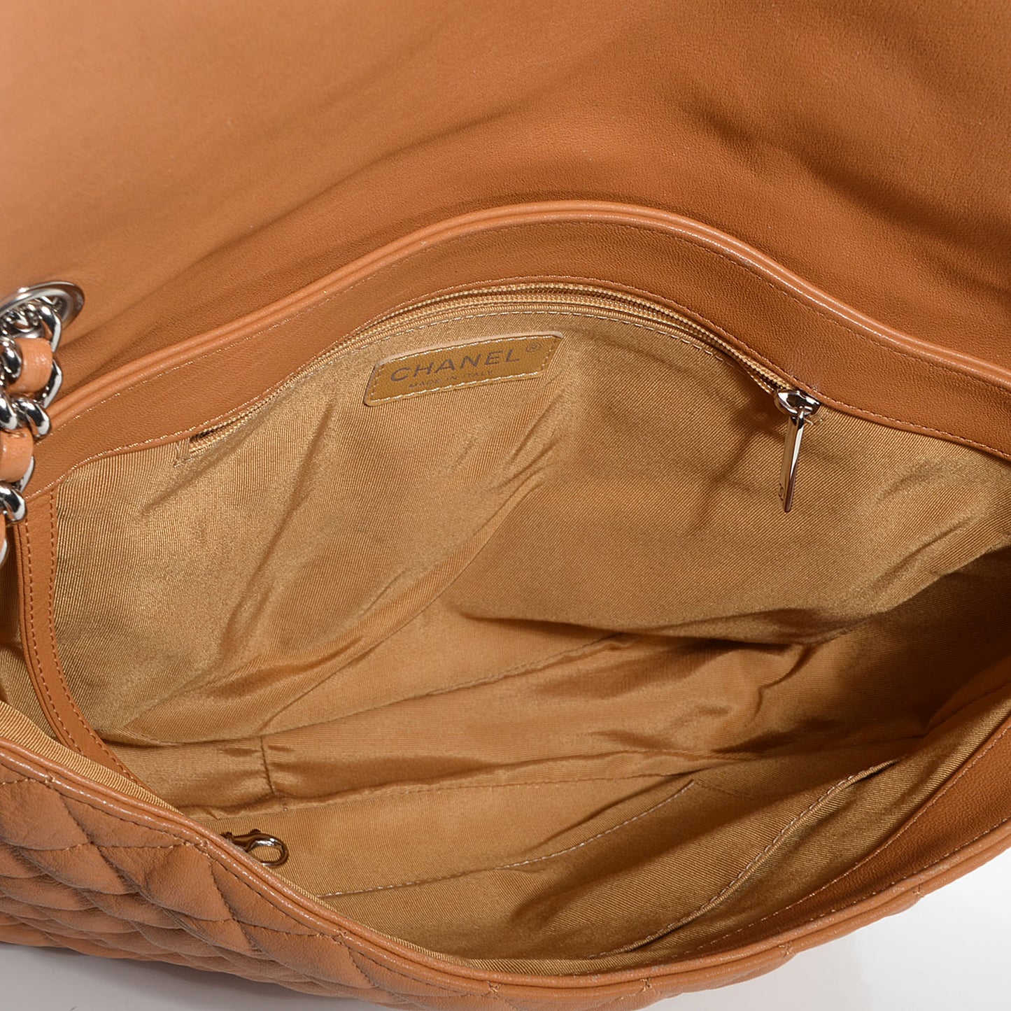 Washed Lambskin Chain Around Maxi Flap Bag Dark Beige