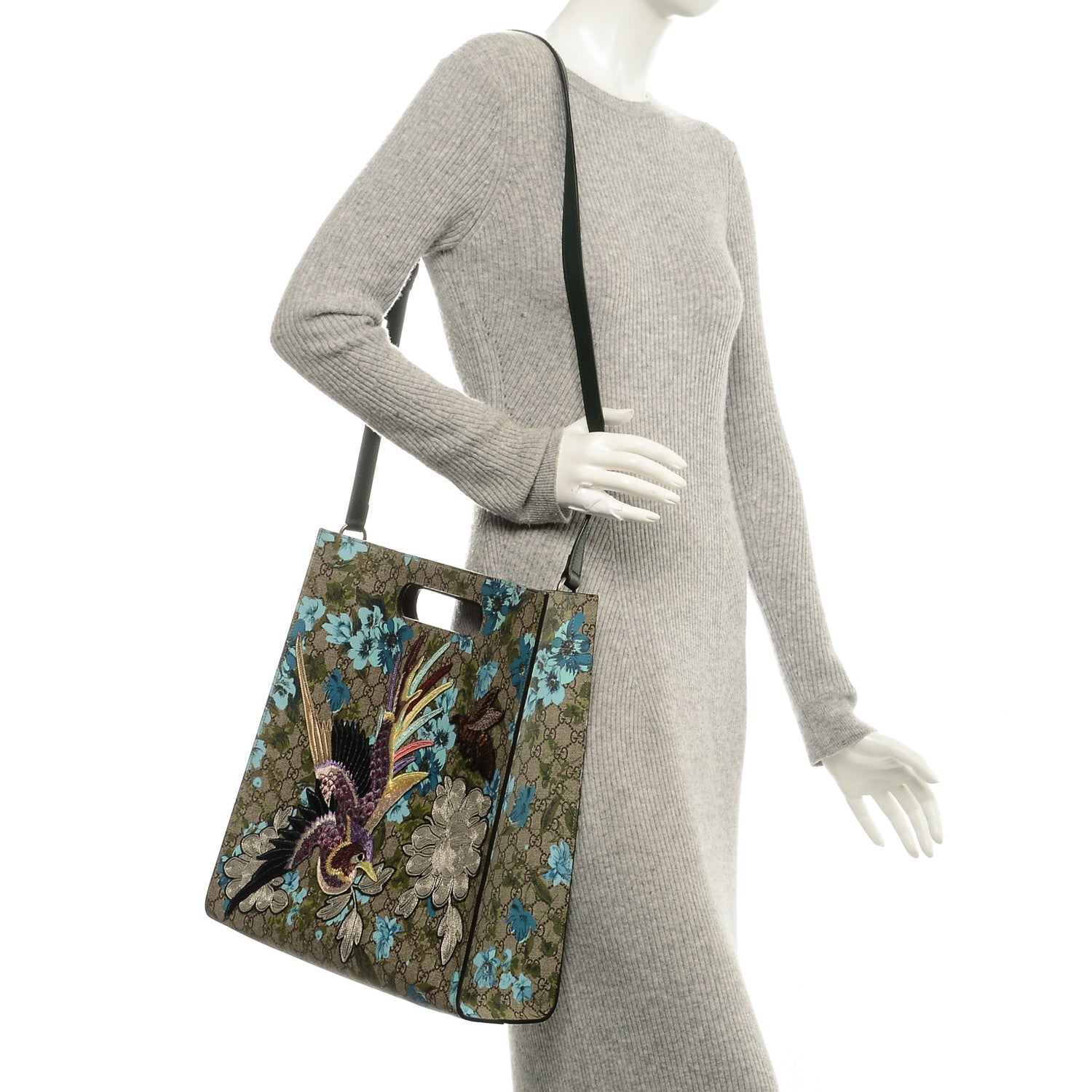 Gucci GG Supreme Monogram Blooms Embroidered Medium XL Tote 2 of 6