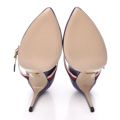 Gucci Malaga Kid Sylvie High Heel Pumps 36.5 Shine Purple 5 of 9