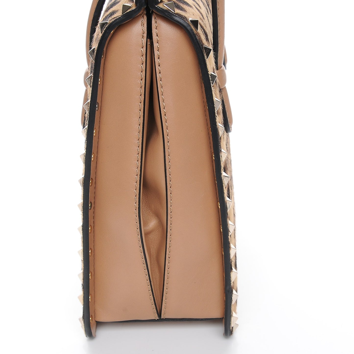 Pony Hair Rockstud Frame Bag Leopard