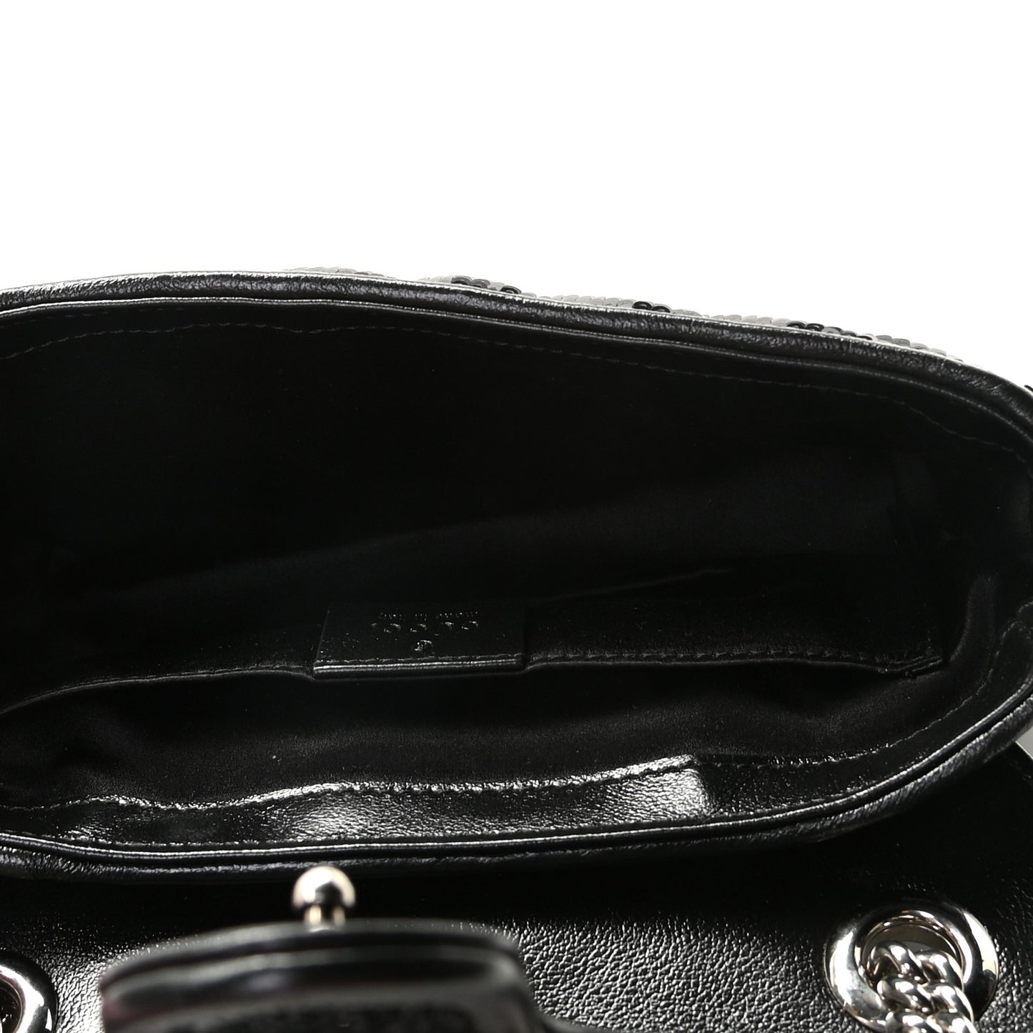 Sequin Matelasse Diagonal Mini GG Marmont Shoulder Bag Black