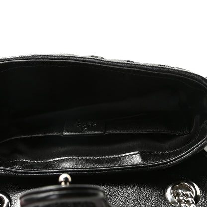 Gucci Sequin Matelasse Diagonal Mini GG Marmont Shoulder Bag Black 8 of 11