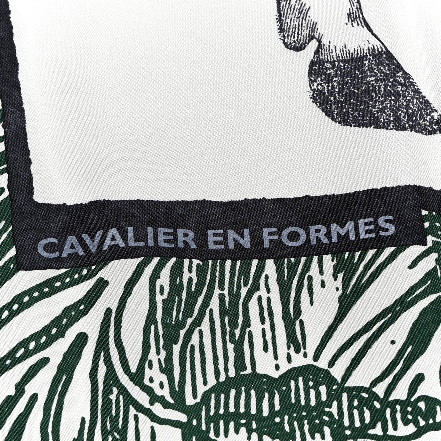 Silk Cavalier En Formes Scarf 90 Creme Vert Jaune Vif