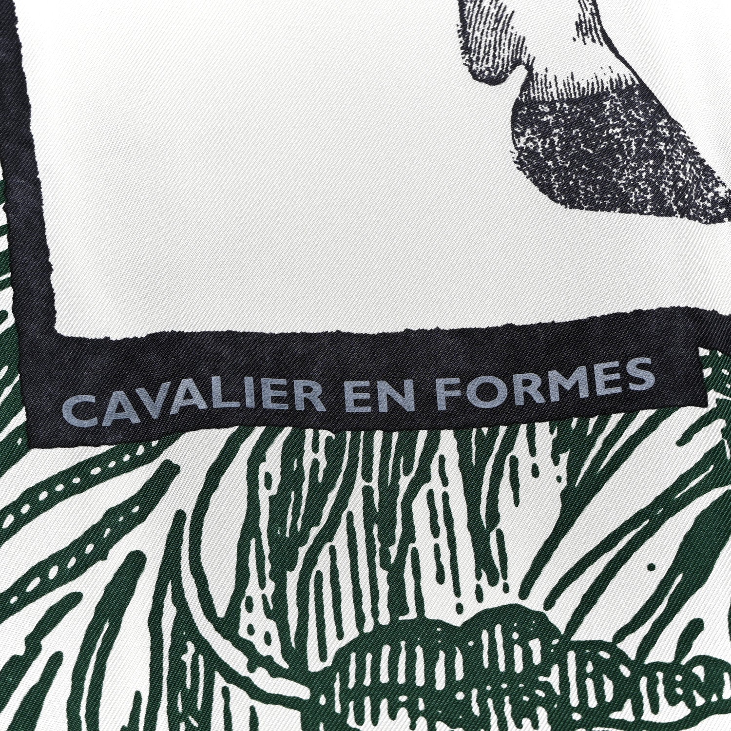 Hermes Silk Cavalier En Formes Scarf 90 Creme Vert Jaune Vif 4 of 4