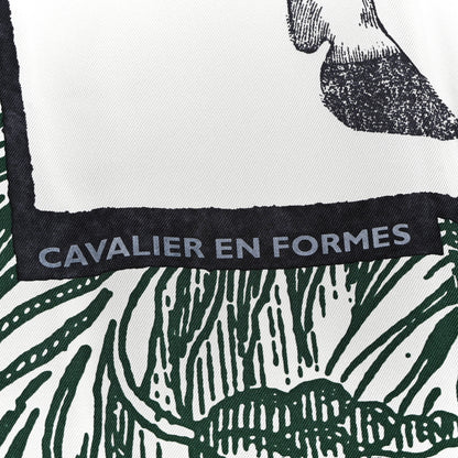 Hermes Silk Cavalier En Formes Scarf 90 Creme Vert Jaune Vif 4 of 4